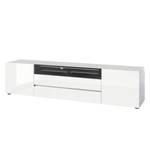 Tv-meubel Mavie hoogglans wit/zwart - Breedte: 203 cm