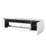 Meuble TV Mavie Blanc brillant / Noir - Largeur : 203 cm