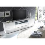 Meuble TV Mavie Blanc brillant / Noir - Largeur : 185 cm