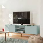 Meuble TV LINDHOLM Partiellement en chêne massif - Vert menthe - 160 x 40 cm