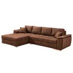 Ecksofa Jimo Mischgewebe - Vintage Cognac - Longchair davorstehend rechts