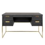 Bureau Pimlico Deels massief eikenhout - zwart eikenhout/messing