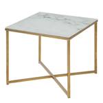 Salontafel Katori V Glas/ijzer - witte marmeren look/goudkleurig