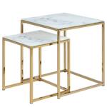 Tavolino Katori (set di 2) Vetro/Ferro - Decoro Marmo Bianco/Oro