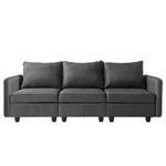 Sofa Lavara I (3 places) Tissu - Gris foncé