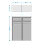 Schwebetürenschrank SKØP pure gloss Hochglanz Weiß / Graphit - 181 x 236 cm - 2 Türen