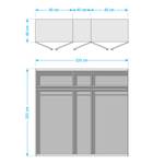 Armoire SKØP pure reflect Graphite / Miroir en cristal - Graphite - 225 x 222 cm