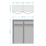 Drehtürenschrank SKØP glass alu Mattglas Weiß - 181 x 222 cm - Basic