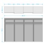 Schwebetürenschrank SKØP pure gloss Hochglanz Weiß / Graphit - 360 x 236 cm - 4 Türen