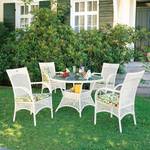 Table et chaises Madelene (9 éléments) Verre / Matière plastique - Blanc