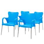 Chaises de jardin Maui (lot de 4) Aluminium / Polypropylène - Bleu