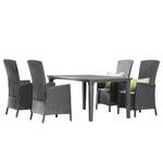 Table et chaises Capri (5 éléments) Polypropylène / Tissu - Graphite / Gris clair