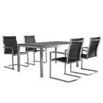 Table et chaises Marbella (5 éléments) Acier inoxydable / Tissu - Argenté / Gris