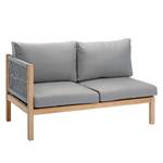 Loungesofa Madagaskar Eukalyptus massiv / Webstoff - Grau / Braun - Armlehne davorstehend links