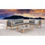 Loungesofa Madagaskar Eukalyptus massiv / Webstoff - Grau / Braun - Armlehne davorstehend links