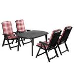 Table et chaises Santiago (9 éléments) Polypropylène / Coton - Noir / Rouge