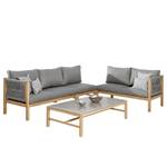 Loungegruppe Madagaskar (5-teilig) Eukalyptus massiv / Webstoff - Grau / Braun