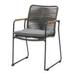 Chaise de jardin Bormio Acier / Tissu - Noir / Marron