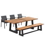 Table et chaises Campione II(5 éléments) Teck massif / Tissu - Anthracite