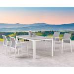 Table et chaises Rhodos (5 éléments) Céramique / Tissu - Blanc / Gris