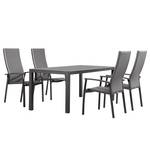 Table et chaises Larino (5 éléments) Verre / Tissu mélangé - Anthracite