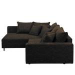 Ecksofa Arimo I Strukturstoff - Braun - Ottomane davorstehend links - Mit Hocker