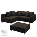 Ecksofa Arimo I Strukturstoff - Braun - Ottomane davorstehend links - Mit Hocker