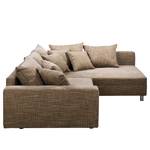 Ecksofa Arimo I Strukturstoff - Beige - Ottomane davorstehend rechts - Mit Hocker