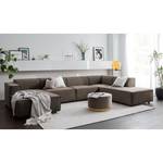 Wohnlandschaft KINX Samt - Samt Shyla: Taupe - Longchair davorstehend links / Ottomane rechts