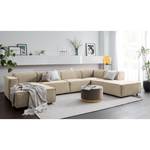 Zithoek KINX Fluweel - Velours Shyla: Beige - Longchair vooraanzicht links/Ottomaan rechts