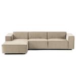 Hoekbank KINX met Longchair Fluweel - Velours Shyla: Beige - Breedte: 294 cm - Longchair vooraanzicht links - Geen functie