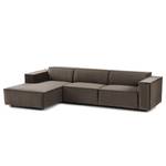 Ecksofa KINX mit Longchair Samt Shyla: Taupe - Breite: 294 cm - Longchair davorstehend links - Keine Funktion