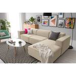 Ecksofa KINX mit Longchair Samt - Samt Shyla: Beige - Breite: 294 cm - Longchair davorstehend rechts - Keine Funktion