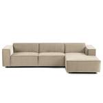 Hoekbank KINX met Longchair Velours Shyla: Beige - Breedte: 294 cm - Longchair vooraanzicht rechts - Geen functie