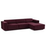 Ecksofa KINX mit Longchair Samt - Samt Shyla: Aubergine - Breite: 294 cm - Longchair davorstehend rechts - Keine Funktion