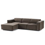 Ecksofa KINX mit Longchair Samt Shyla: Taupe - Breite: 260 cm - Longchair davorstehend links - Keine Funktion