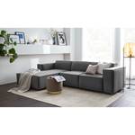 Ecksofa KINX mit Longchair Samt Shyla: Grau - Breite: 260 cm - Longchair davorstehend links - Keine Funktion