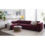 Ecksofa KINX mit Longchair Samt Shyla: Aubergine - Breite: 294 cm - Longchair davorstehend links - Keine Funktion