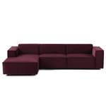 Ecksofa KINX mit Longchair Samt Shyla: Aubergine - Breite: 294 cm - Longchair davorstehend links - Keine Funktion