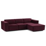 Ecksofa KINX mit Longchair Samt Shyla: Aubergine - Breite: 260 cm - Longchair davorstehend rechts - Keine Funktion