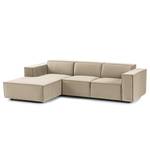 Ecksofa KINX mit Longchair Samt Shyla: Beige - Breite: 260 cm - Longchair davorstehend links - Keine Funktion