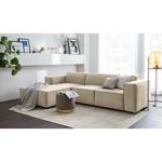 Hoekbank KINX met Longchair Velours Shyla: Beige - Breedte: 260 cm - Longchair vooraanzicht links - Geen functie