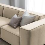 Hoekbank KINX met Longchair Velours Shyla: Beige - Breedte: 260 cm - Longchair vooraanzicht links - Geen functie