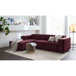 Ecksofa KINX mit Longchair Samt Shyla: Aubergine - Breite: 260 cm - Longchair davorstehend links - Keine Funktion