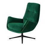 Fauteuil GARBO met kruisvoet geweven stof - Velours Shyla: Donkergroen - Zwart