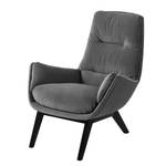 Fauteuil GARBO avec pieds en bois Velours Shyla: Gris - Noir