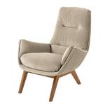 Fauteuil GARBO avec pieds en bois Velours Shyla: Beige - Chêne foncé