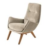 Fauteuil GARBO avec pieds en bois Velours Shyla: Beige - Chêne foncé