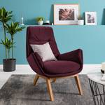 Fauteuil GARBO met houten pootjes Velours Shyla: Paars - Donkere eikenhout