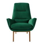 Fauteuil GARBO avec pieds en bois Velours Shyla: Vert foncé - Chêne foncé